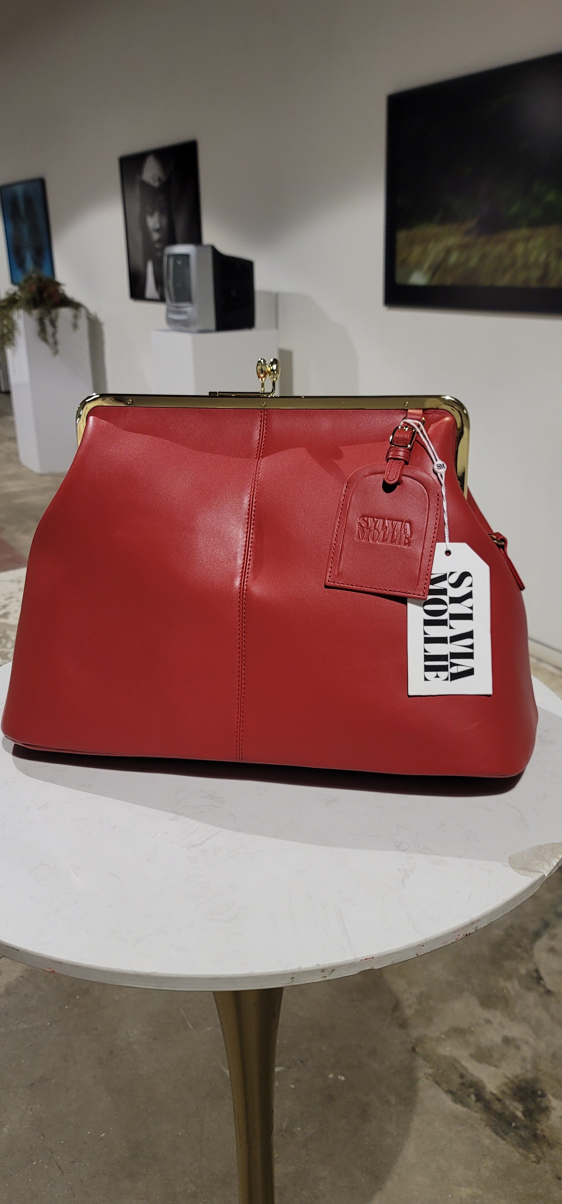 Sylvia Mollie Fannie Bag in red leather with gold-tone hardware