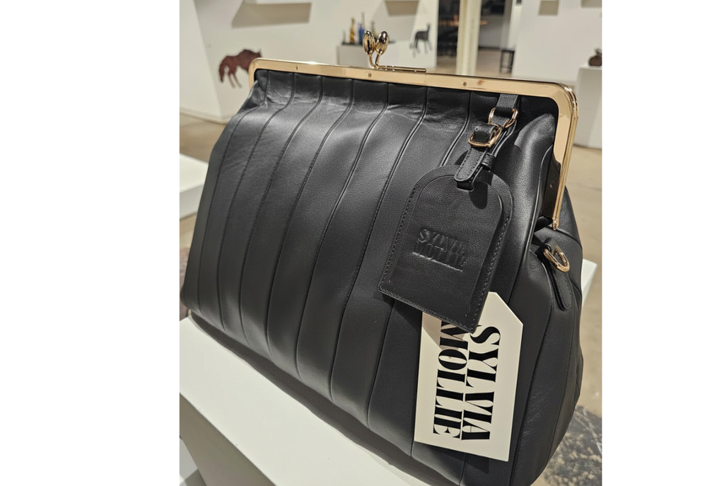 Black leather Fannie Bag with vertical panel detail
