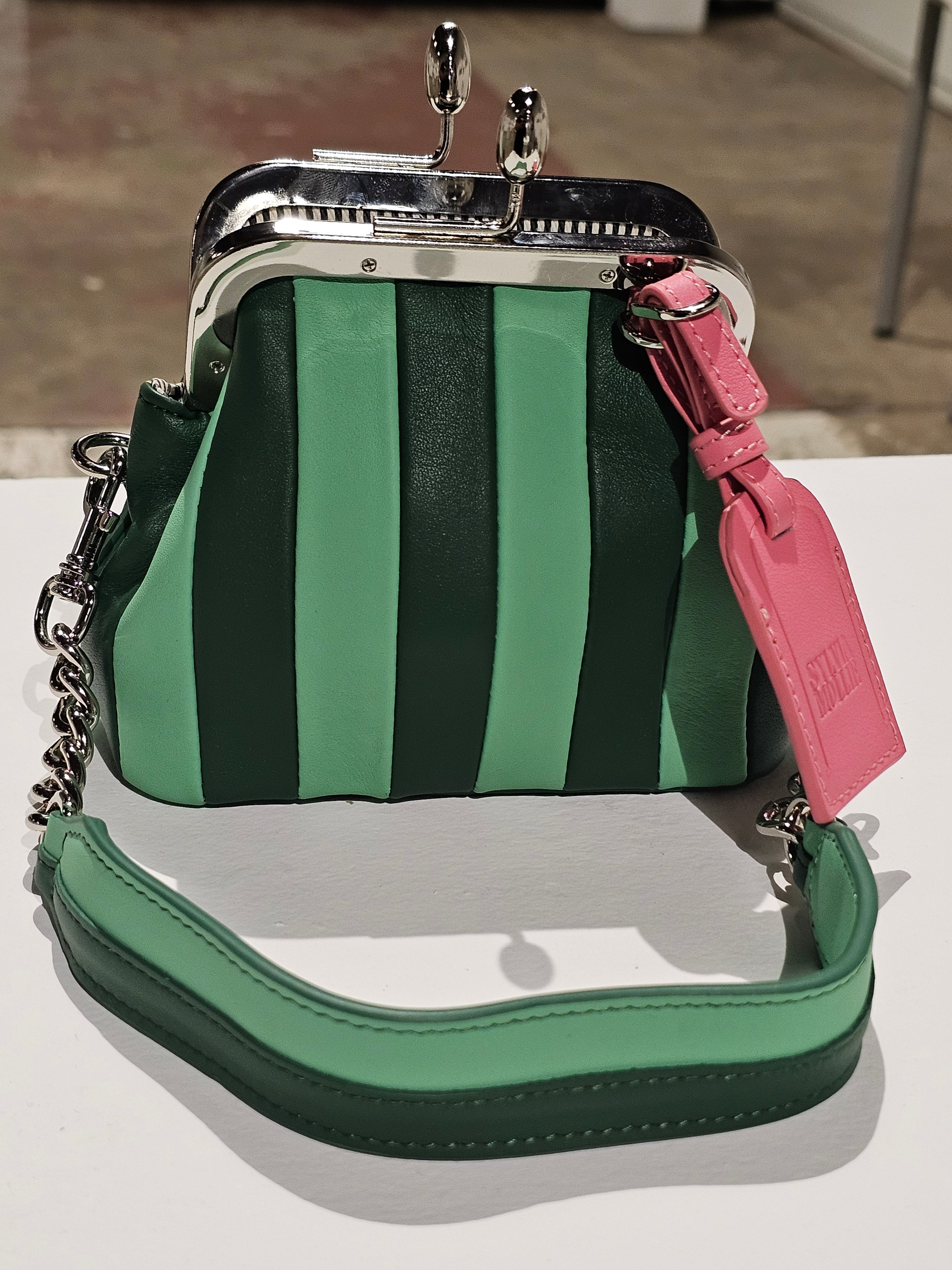 Lil Fannie in green duo leather with a chain handle