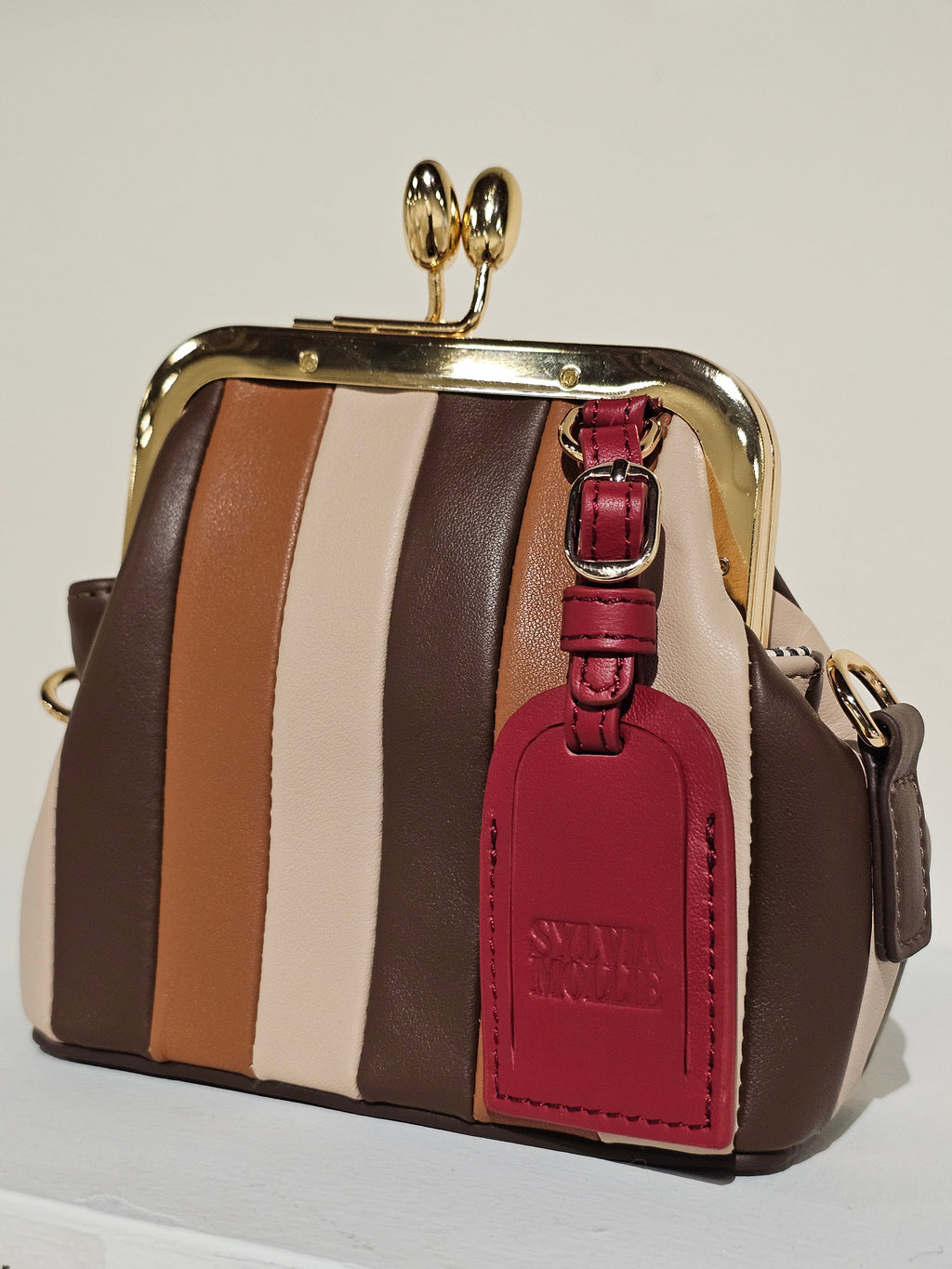 Chocolate toned Lil Fannie with a gold chain handle