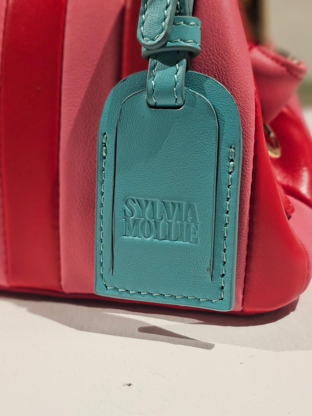 Lil Fannie with a pink leather hangtag