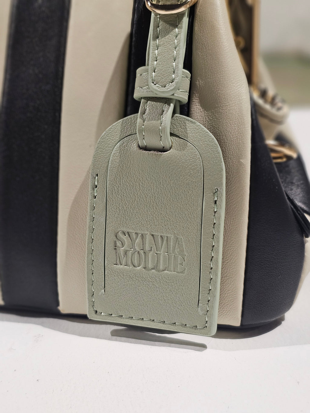Lil Fannie mini bag with a striped leather crossbody strap