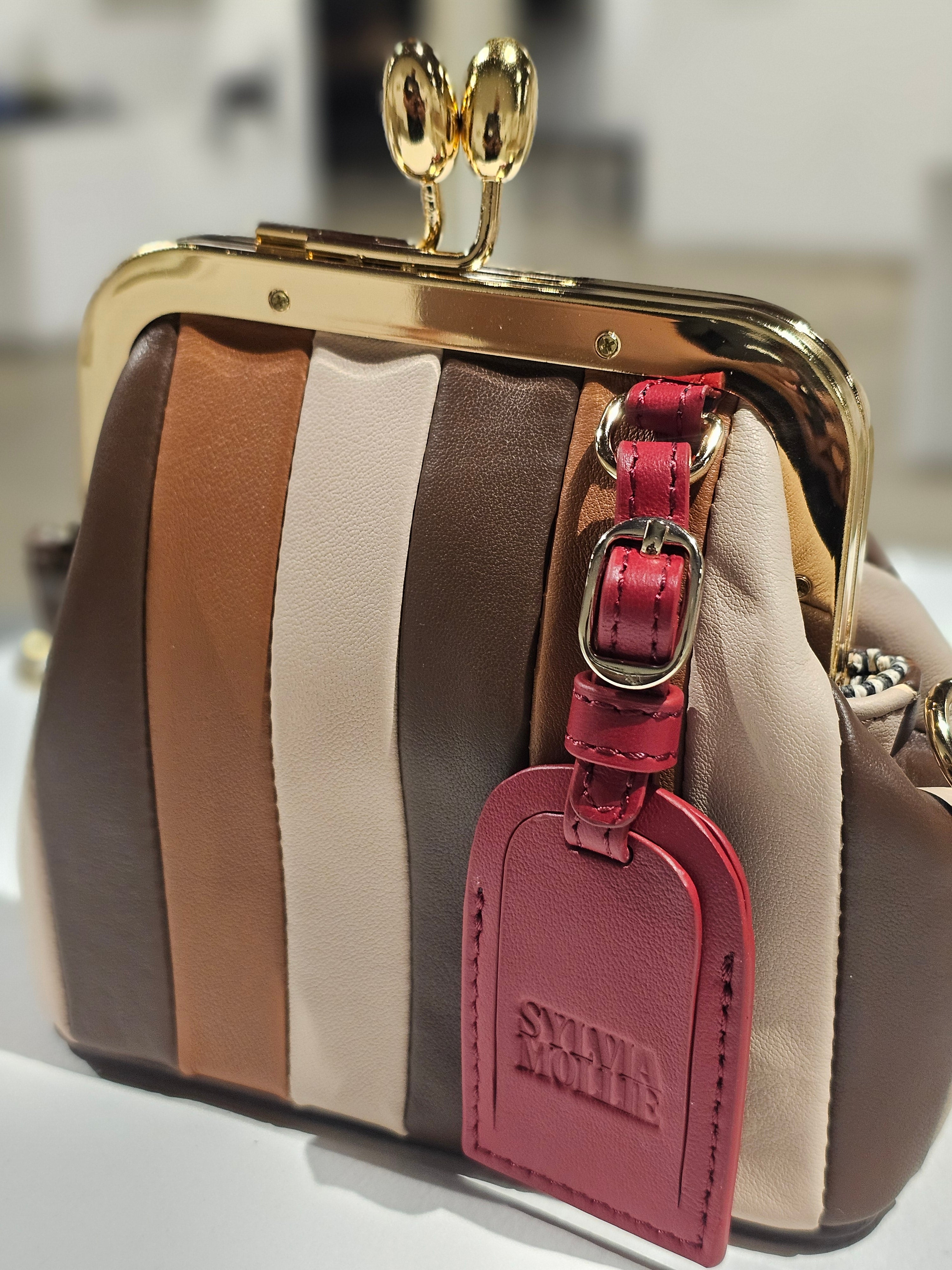 Hot Cocoa Mix mini leather kiss-lock bag