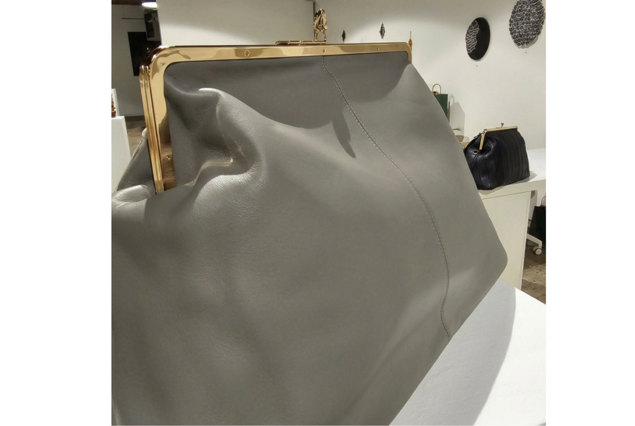 The Fannie Bag in grey leather