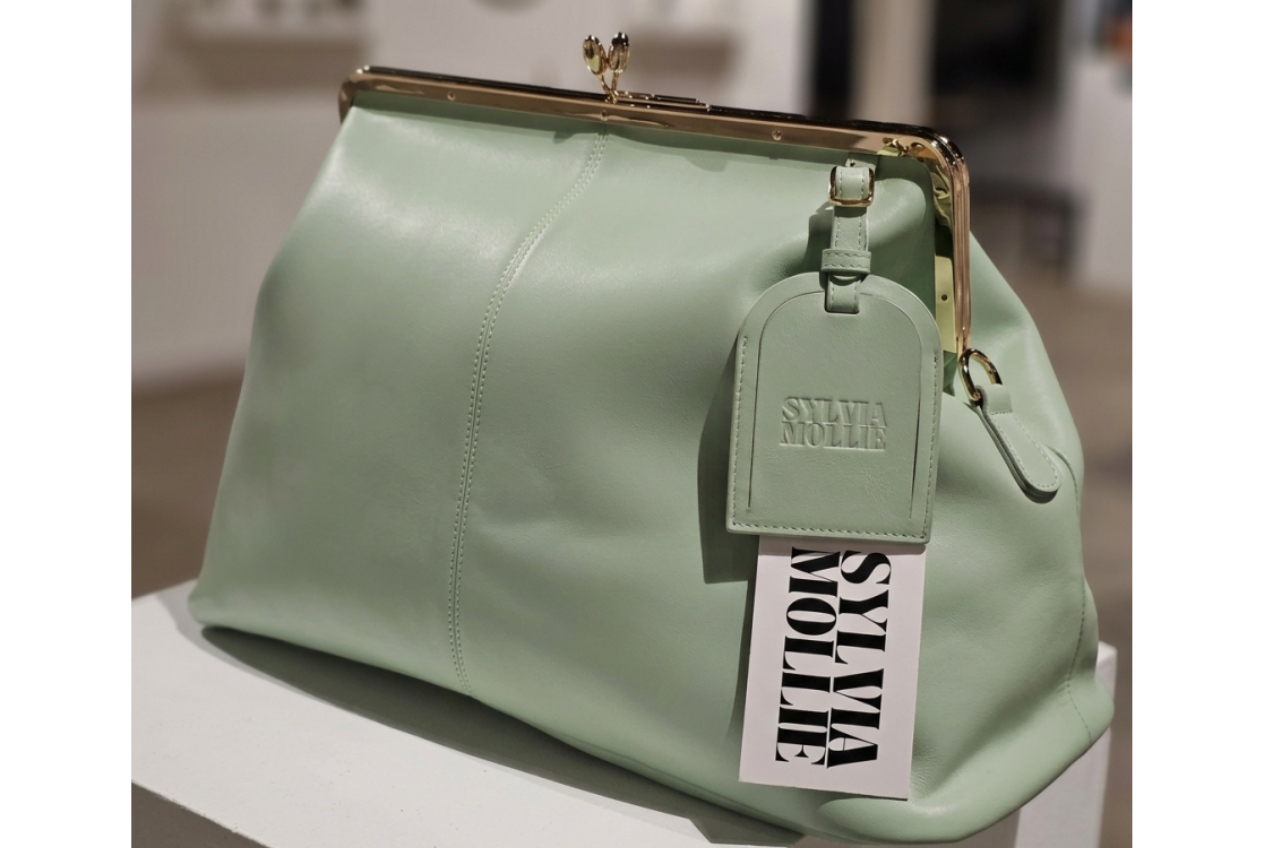 Mint green leather Fannie Bag with gold-tone hardware