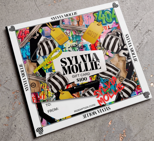 Sylvia Mollie gift card featuring the signature graphic print