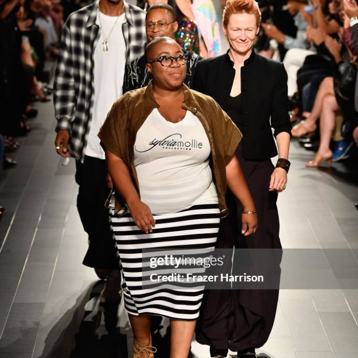 NEW YORK, NY - SEPTEMBER 08:  Designers Kenya Freeman, Amy Bond, Deyonte Weather, Sentell McDonald, Margarita Alvarez, and Shawn Buitendorp walk the runway at the Project Runway fashion show during New York Fashion Week: The Shows at Gallery 1, Skylight Clarkson Sq on September 8, 2017 in New York City.  (Photo by Frazer Harrison/Getty Images For NYFW: The Shows)